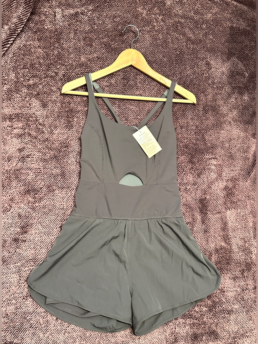 Sleeveless Gray One-Piece Romper with Front Cutout